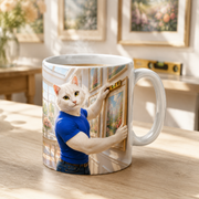 Representative lifestyle visualization of Gallery Hanging Day ceramic mug in a bright home gallery