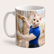 Representative visualization of Gallery Hanging Day ceramic mug from an inferred reverse three-quarter view