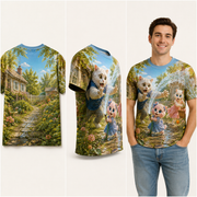 Garden Hose Hero Vintage T-Shirt — inferred back, side and adult model views from approved front artwork