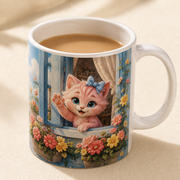 Representative visualization of Good Morning From the Windowsill ceramic mug rim, glaze and beverage detail