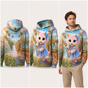 Greenhouse Pane Polish — All-Over Print Hoodie — inferred back, side and adult model views from approved front artwork