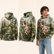 Greenhouse Sneak Pullover Hoodie — inferred back, side and adult model views from approved front artwork