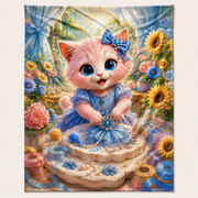 Representative fully opened Handmade Showcase fleece blanket showing the complete color-printed front
