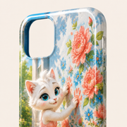 Handprint Flower Mural tough phone case close detail of the camera opening, side buttons, edge and rounded corner