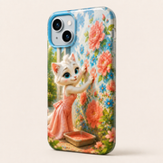 Handprint Flower Mural tough phone case in three-quarter rear view showing camera rim, edges and button covers