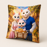 Representative back three-quarter view of Homebound Bread Bicycle double-sided throw pillow