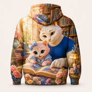 Illustrated Album Snuggle all-over print hoodie — standalone back view