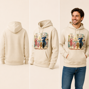 Kitchen Dance Break — Pullover Hoodie — inferred back, side and adult model views from approved front artwork