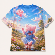 Kite Launch Hill — All-Over Print T-Shirt — representative standalone rear view