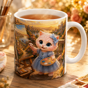 Representative visualization of the Landscape Easel Glow ceramic mug rim, glossy glaze and hot tea in use