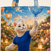 Last Balloon Catch original full-face cotton canvas, reinforced handle stitching and print detail; front artwork only