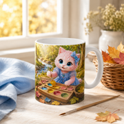 Representative lifestyle visualization of Leaf-Color Discovery ceramic mug on an autumn craft table