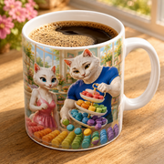 Representative visualization of the Macaron Color Cascade ceramic mug rim, glossy glaze and coffee in use