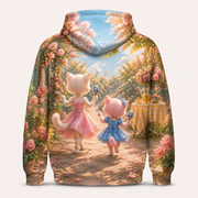 Maraca Morning — All-Over Print Hoodie — inferred back view with complementary rear artwork — The Fluffy Fam