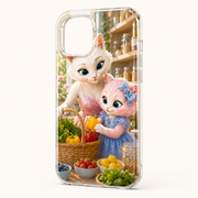 Market Basket Unpack tough phone case structural detail showing camera opening, clear edge, buttons and corners