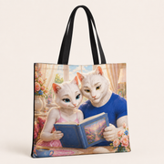 Memory Album Evening tote black base color variant, representative three-quarter view with full-face front print