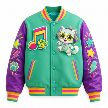 Mochi Pop Club varsity jacket front view