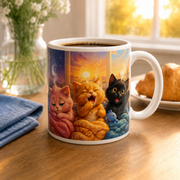 Monday Needs Extra Whiskers ceramic mug representative breakfast lifestyle visualization — The Fluffy Fam
