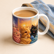 Monday Needs Extra Whiskers ceramic mug glaze, rim and coffee detail — The Fluffy Fam