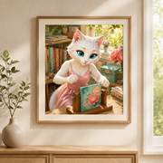 Notebook Binding Table art print in a representative framed room display; frame and mat not included