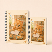 Orange Kitten Snack Log spiral notebook — representative A5 and B5 size options sold individually