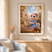 Representative framed reading-room visualization of Painted Frame Making art print; print sold unframed, frame and mat not included