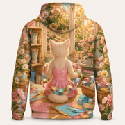 Paper Chain Circle — All-Over Print Hoodie — inferred back view with complementary rear artwork — The Fluffy Fam
