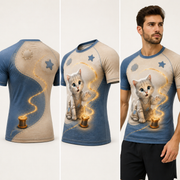 Patchwork Wish Short-Sleeve Compression Shirt — inferred back, side and adult model views from approved front artwork