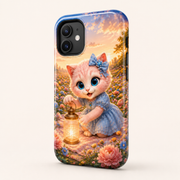 Picnic Lantern Lighting tough phone case in three-quarter rear view showing camera rim, edges and button covers