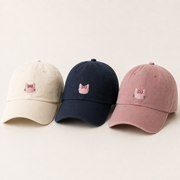Representative Cream, Navy and Dusty Rose color comparison for Pink Bow Mini Embroidery Dad Hat; options sold individually