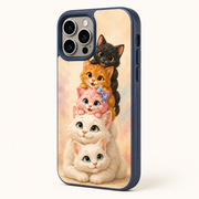 Pocket Family Portrait tough phone case three-quarter protective view with original five-cat artwork