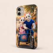 Pond Promenade Pedal tough phone case in three-quarter rear view showing camera rim, edges and button covers