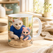 Representative lifestyle visualization of the Pressed-Clay Flower Tiles ceramic mug in a bright pottery studio