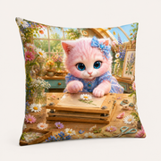 Representative reverse three-quarter view of the Pressed Flower Page pillow with the same double-sided artwork