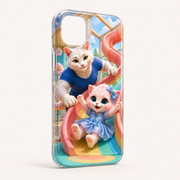 Rainbow Slide Swoosh tough phone case structural detail showing camera opening, clear edge, buttons and corners