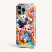 Rainbow Slide Swoosh tough phone case three-quarter protective view with original family artwork