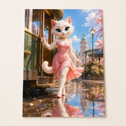 Rainy Tram Step Splash unframed art print on premium matte paper, representative product view