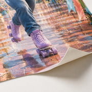 Ribbon Arch Roller Glide unframed art print — premium matte paper and lavender quad skate detail