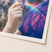 Rose Window Light single unframed art print, representative thin matte paper and print texture detail