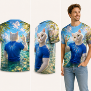 Sea Glass Sun Catch — All-Over Print T-Shirt — inferred back, side and adult model views from approved front artwork