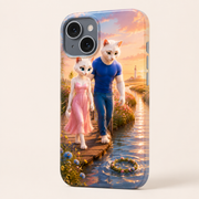 Seagrass Crown Float tough phone case in three-quarter rear view showing camera rim, edges and button covers