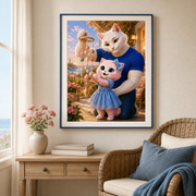 Representative framed coastal-room visualization of Seashell Chime Steady art print; print sold unframed, frame and mat not included