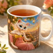 Representative visualization of the Shady Hydration Cheer ceramic mug rim, glossy glaze and tea in use