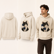 Silent Judgment Hotline Pullover Hoodie — inferred back, side and adult model views from approved front artwork