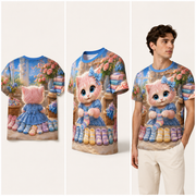 Sock Match Morning — All-Over Print T-Shirt — inferred back, side and adult model views from approved front artwork