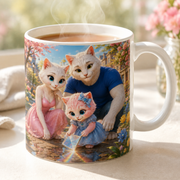 Representative usage visualization of Spring Puddle Rainbow ceramic mug rim and glaze detail with a hot beverage