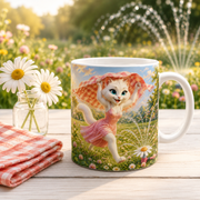 Representative lifestyle visualization of Sprinkler Meadow Dash ceramic mug in a sunny garden setting