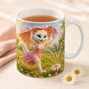 Representative visualization of Sprinkler Meadow Dash ceramic mug rim, glaze and beverage use detail