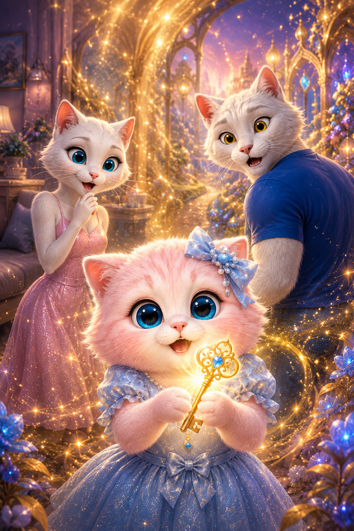 A magical transformation scene from The Fluffy Fam