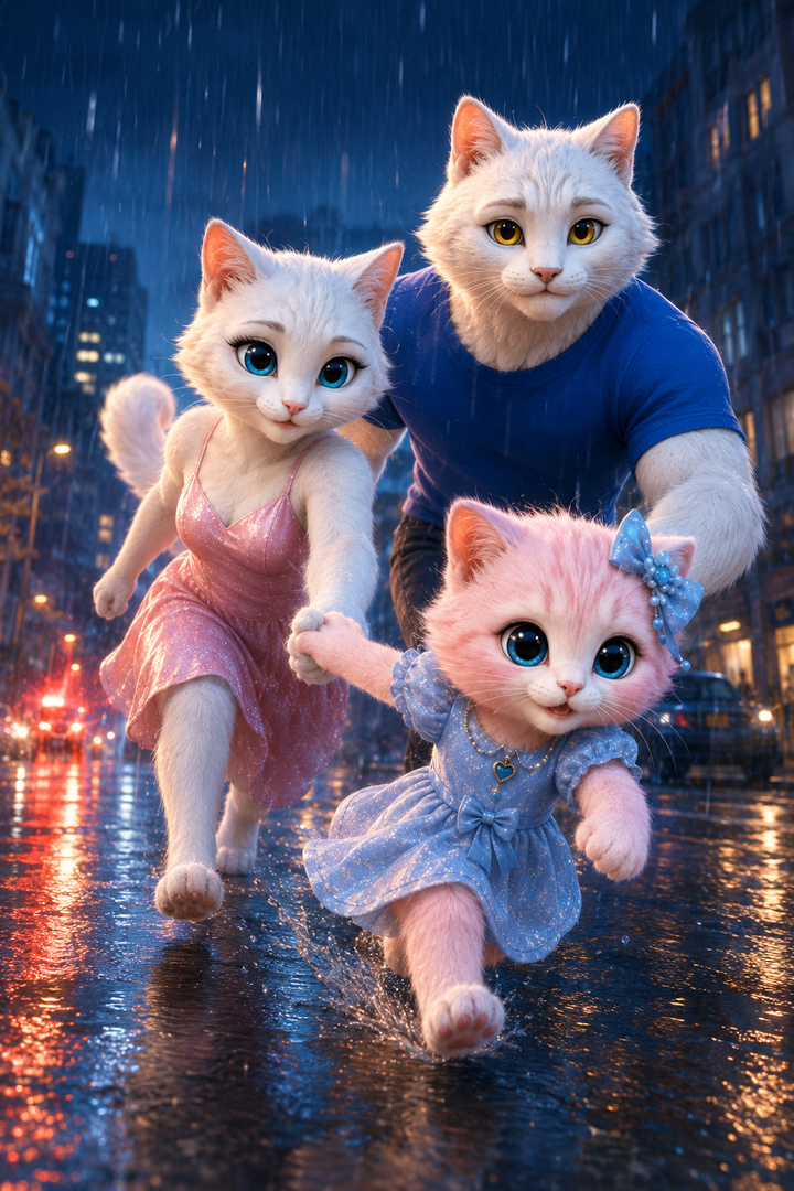 A heroic rescue scene from The Fluffy Fam